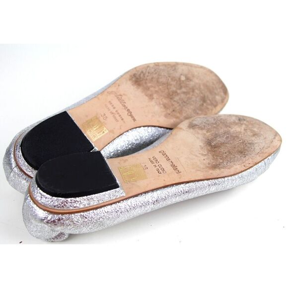 Gianna Meliani METALLIC SILVER GENUINE LEATHER FLAT BALLET SLIP ON SHOES Sz 38 - Picture 9 of 10